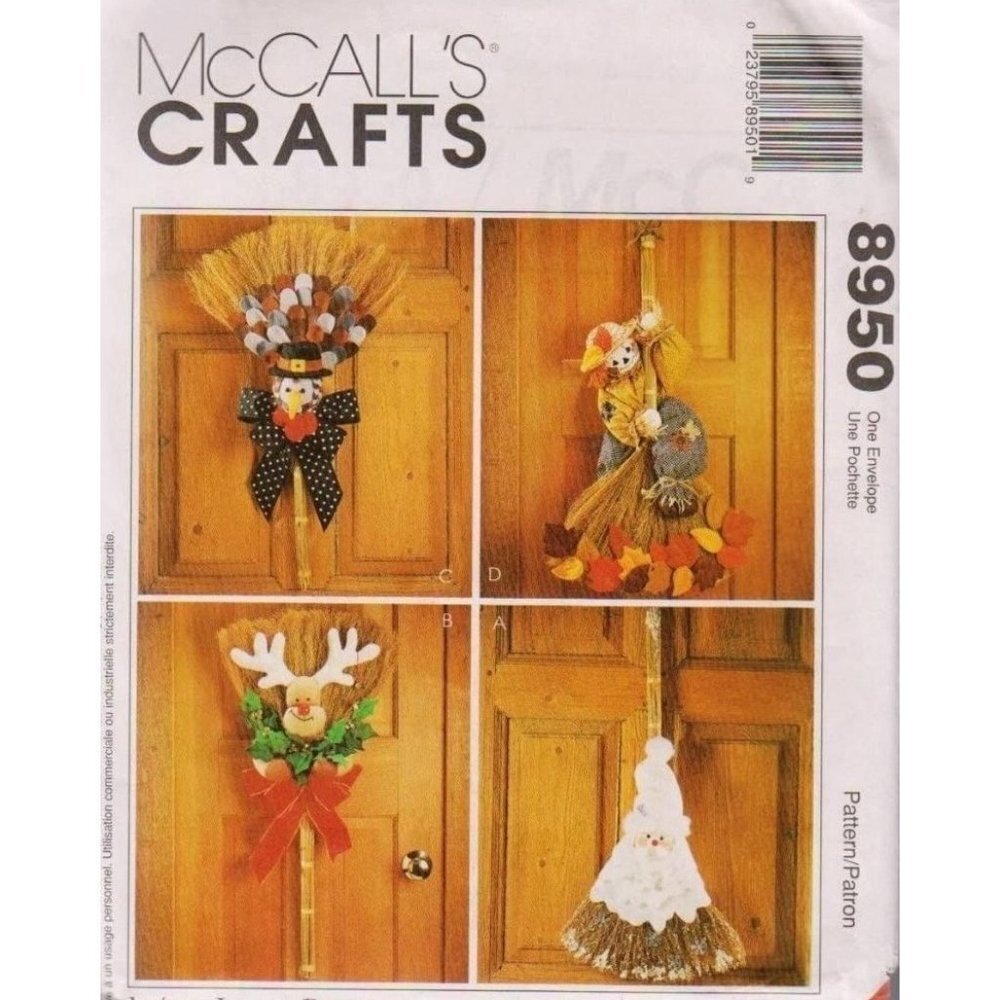 McCall's Sewing Pattern 8950 Crafts OS Multi Seasonal Broom Dolls Holiday Decor